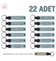 Gök Mavi & Sütlü Kahve, Tarih Bölümü Öğrencilerine Anlamlı Hatıra, 22'li Set, İsim Yazılı Anahtarlık (Gök Mavisi)