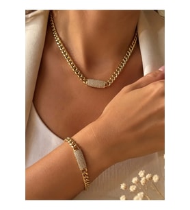 XUPING 14K GOLD RENK GURMET MODEL ZİNCİR KOLYE VE BİLEKLİK SETİ ACR9753