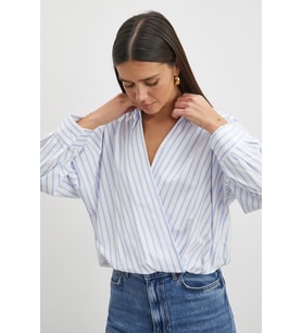 Cross-Front Striped Blouse