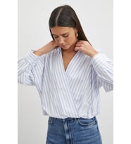 Cross-Front Striped Blouse