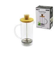 FRENCH PRESS BAMBU KAPAK 350ML CAM BİTKİ SÜZGEÇİ (5343)