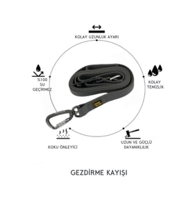 Köpek Boyun Tasmasi Waterproof Leash Gri