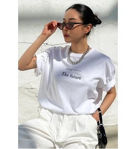 Unisex The Future Baskılı Oversize T-shirt (Beyaz)