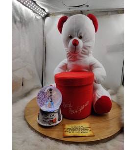 Kar Küresi Ve Peluş Ayı kutulu Set
