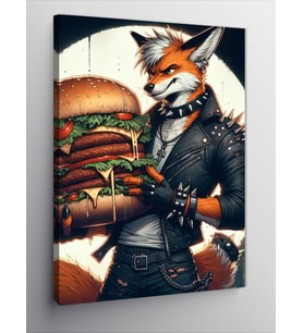 Kanvas Tablo Burger Tutan Tilki