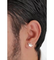 Taç Model Gümüş Erkek Küpe