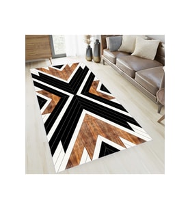 Rovigo Home Dijital Baskı Yıkanabilir Kaymaz Taban Salon Halısı RVG0644 (Kahverengi)