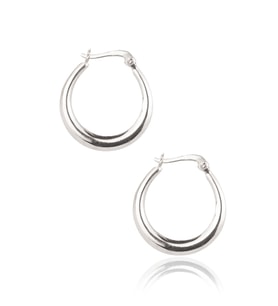 Oval Halka Küpe - Gümüş Rengi