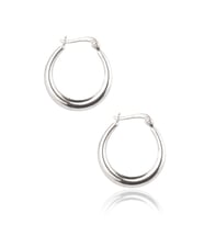 Oval Halka Küpe - Gümüş Rengi