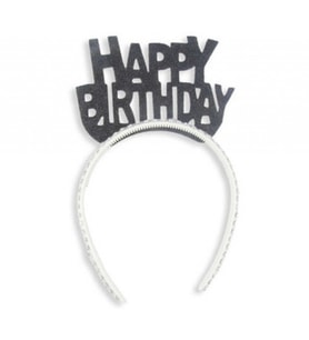 Taç evadan simli taşlı happy bırthday sıyah p1-