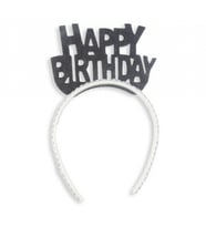 Taç evadan simli taşlı happy bırthday sıyah p1-