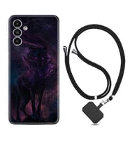 Samsung A23 A31 A32 A50 A51 A52 A53 A70 Kılıf Boyun Askılı Silikon Black Purple Wolf 1791
