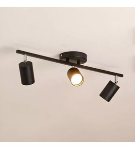 Rsylight Retro Metal Siyah 3 Lü 180 Derece Hareketli Led Spot Avize Beyaz Ampullü