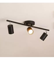 Rsylight Retro Metal Siyah 3 Lü 180 Derece Hareketli Led Spot Avize Beyaz Ampullü