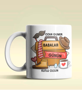 Kişiye Özel Babalar Günün Kutlu Olsun Tasarımlı Beyaz Kupa