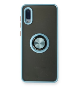 Newface Samsung Galaxy A02 Kılıf Montreal Yüzüklü Silikon Kapak - Buz Mavi