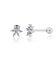 Taşlı Gümüş Piercing (Altın-Gümüş)