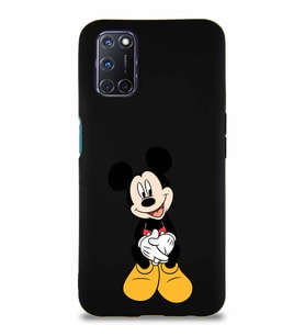 Oppo A52 Soft Premier Kapak Mickey Mouse-A Tasarımlı Silikon Kılıf - Siyah (Şeffaf)