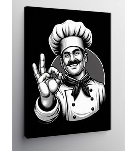 Kanvas Tablo Her Şey Yolunda Siyah Beyaz Şef