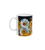 Papatya ve Ayçiçeği Çiçek Desenli Estetik Porselen Kahve Kupası 330 ml KF29052608