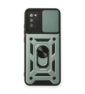 Samsung Galaxy A03S Kılıf Pars Lens Yüzüklü Silikon - Yeşil