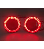 Üniversal Mercekli Angel Sis Farı Metal Su Geçirmez 76 mm Kırmızı Halkalı Angel Eyes