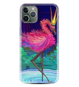 Apple iPhone 11 12 13 14 Pro Max Kılıf Desemli Silikon Queen Flamingo 1748
