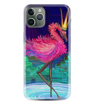 Apple iPhone 11 12 13 14 Pro Max Kılıf Desemli Silikon Queen Flamingo 1748