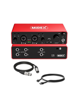 Midex GLX-900 PRO Üst Segment Usb Stüdyo Ses Kartı 4 Giriş 4 Çıkış 24bit/192kHz