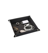 Masaüstü Organizer Düzenleyici Deri Dekoratif Sepet  Kare Focus Desktop Organizer Vegan 16,5x16,5 cm (Siyah)