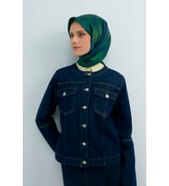 Armine Saf İpek Sura Eşarp-2026 İlkbahar-Yaz- 95130D (Lacivert - Yeşil)