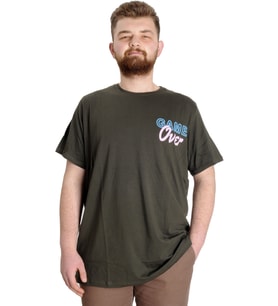 Mode XL Büyük Beden Erkek T-shirt GAME OVER 23130 Haki
