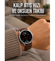 Northcity Metal Deri ve Silikon Kordonlu Çok Fonksiyonlu Akıllı Saat - Spor Takibi ve Sağlık İzleyici