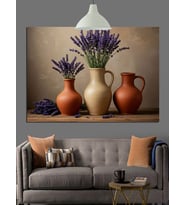 Lavanta Saksı Vazo Sanatı Dekoratif Kanvas - Mdf Ahşap Tablo