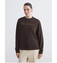 LCW EVERYDAY Kahverengi Bisiklet Yaka Taşlı Kadın Sweatshirt