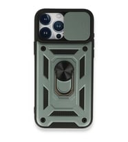 iPhone 15 Pro Max Kılıf Pars Lens Yüzüklü Silikon - Yeşil