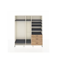 Hyperion Dolap 9 Raflı 3 Çekmeceli 3 Askılı 220x44x243 Aytaşı-Antrasit/Çam