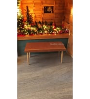 Ahşap Ayaklı Handmade Geniş Oturum Alanlı düz Kumaş Pofidik Puf bench, ayak ucu uzatmalık