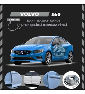 Volvo S60 Oto Araç Kapı Koruma Fitili 5metre Parlak Gri Renk