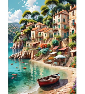 Nova Puzzle 1000 Parça Huzurlu Bir Sahil Kasabası Puzzle - Deniz Manzarası