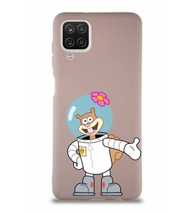 Samsung Galaxy A12 Soft Premier Kapak Sandy Tasarımlı Silikon Kılıf - Pudra (Şeffaf)