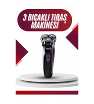 Mey İthalat® 3 Bıçaklı Döner Başlıklı Sakal Sıfır Alma Tıraş Makinesi Profesyonel Paslanmaz Çelik