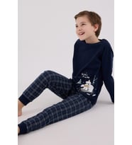 Arnetta Erkek Çocuk Aile %100 Pamuk 4 Mevsim Uzun Kollu Ekoseli Pijama Takım