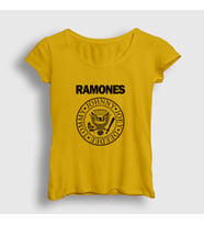 Presmono Kadın Sarı Logo Ramones T-Shirt 169968tt (Sarı)