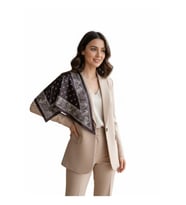 Saray Motif Mürdüm Üçgen Fular Bandana Estacraft - 100x45 cm (Mor)