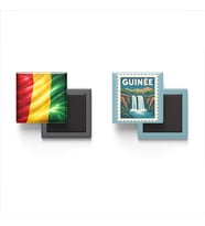 Buzdolap Magnetleri - Gine Bayrağı ve Konakri Posta Pulu Tema - 2'li Set Magneti