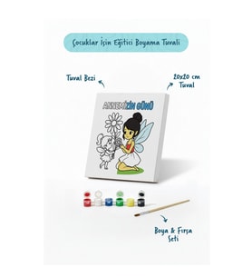 Annemizin Günü Temalı Boyama Tuvali Şövalesiz Boya ve Fırça Seti 20x20 cm
