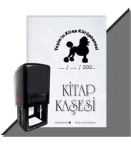Kişiye Özel Köpek Silüet 8 Tarihli Otomatik Kitap Kaşesi (Siyah)