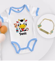 BK Kids Kişiye Özel İsimli Mavi Bebek Body Zıbın ve Erkek Bebek Künyesi Hediye Seti-31