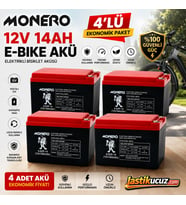 MONERO 12V-14 AMPER YATIK 4'LÜ PAKET E-BIKE AKÜ-YENİ TARİHLİ EBATLAR:150x101x99mm